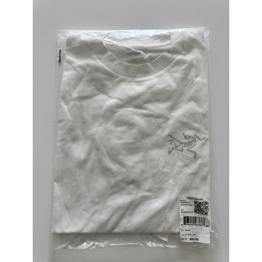 Arc'teryx Mens - Kragg SL Cotton SS Shirt S/S Tee T-shirt - White Light Medium - Picture 2 of 4